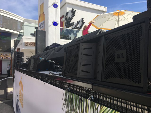 AV Vegas Audio and Backline Super Bowl 2018 Party JBL 4886 Front Fills powered by Crown V-Racks