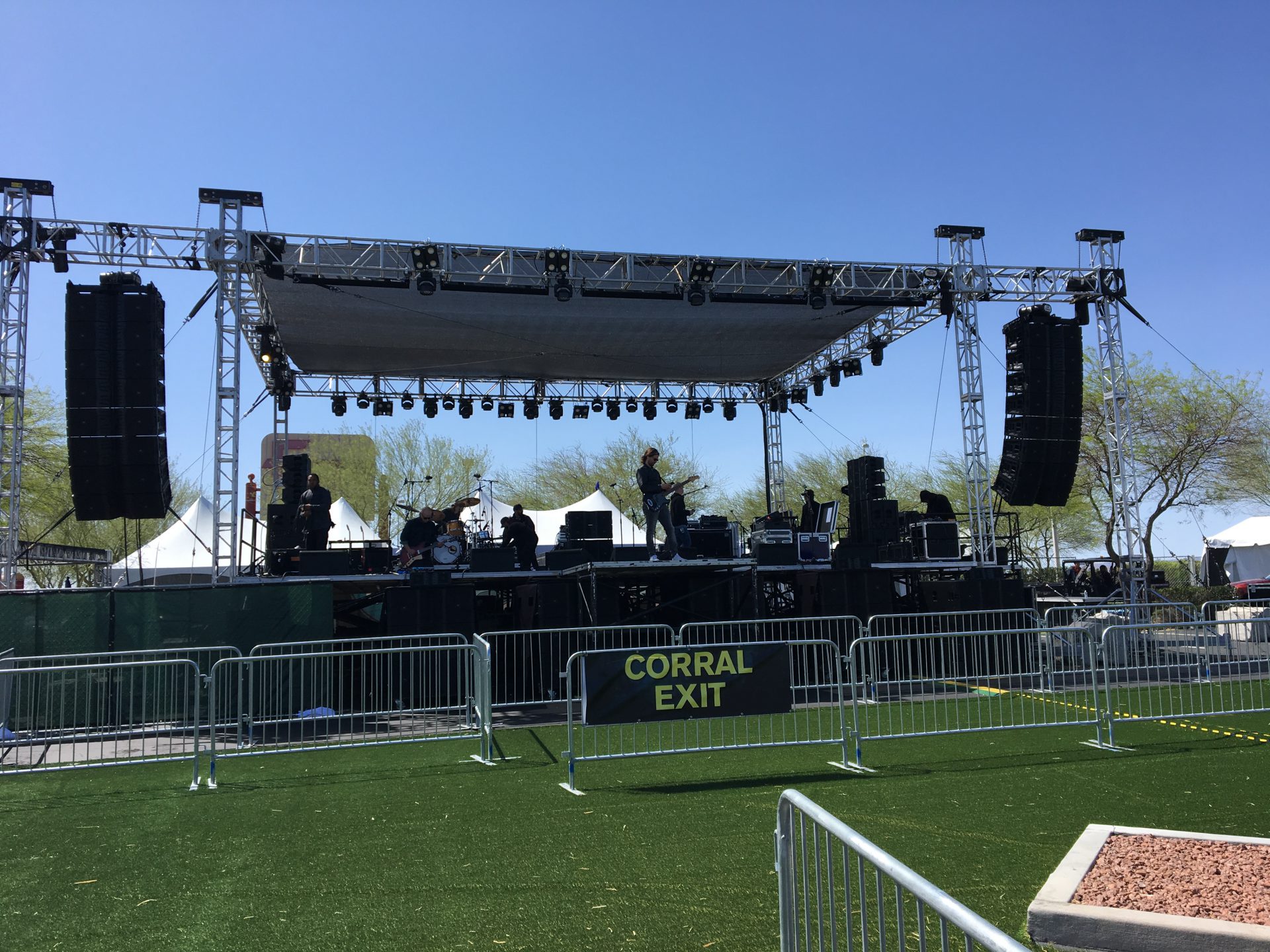 Staging with Line Array Drum kit Stoney's Rockin' Country and AV Vegas Rock the ACM Tailgate for a Cause Concert