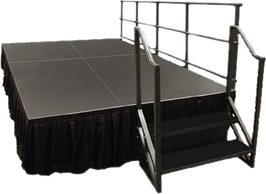 Small StageRight Stage with steps and safety rails and drapery