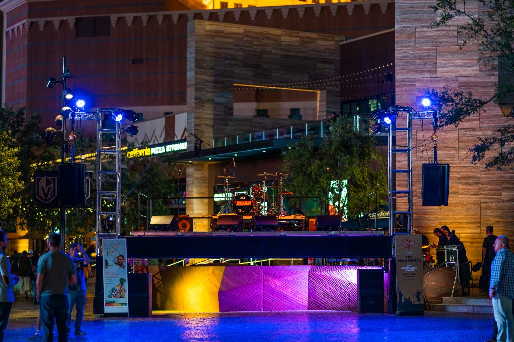 front view of Stage Right stage built over water