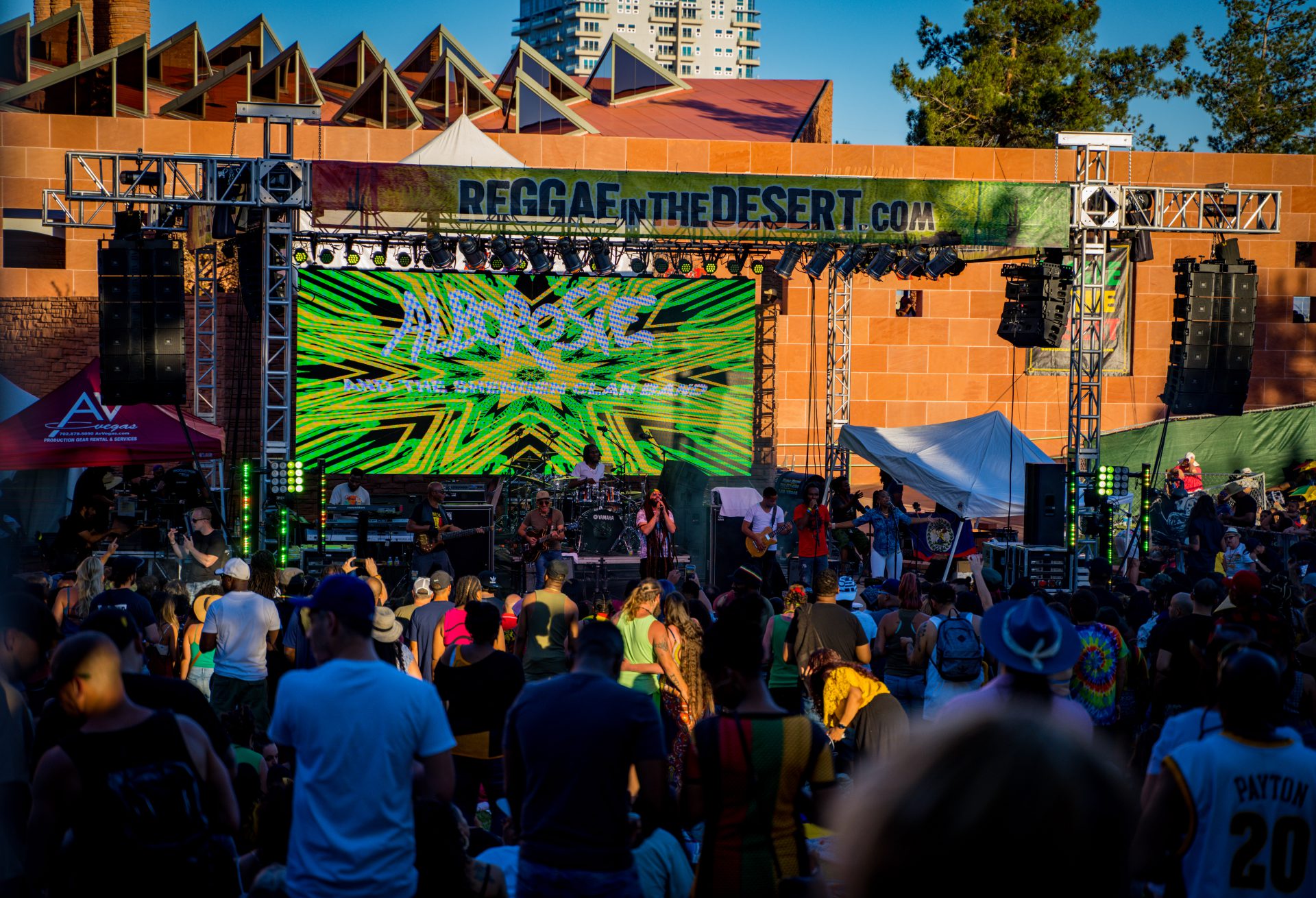Reggae In The Desert 2019, LED Video Wall Sound System Stage Lighting System Backline for musicians Audio, Video Technicians