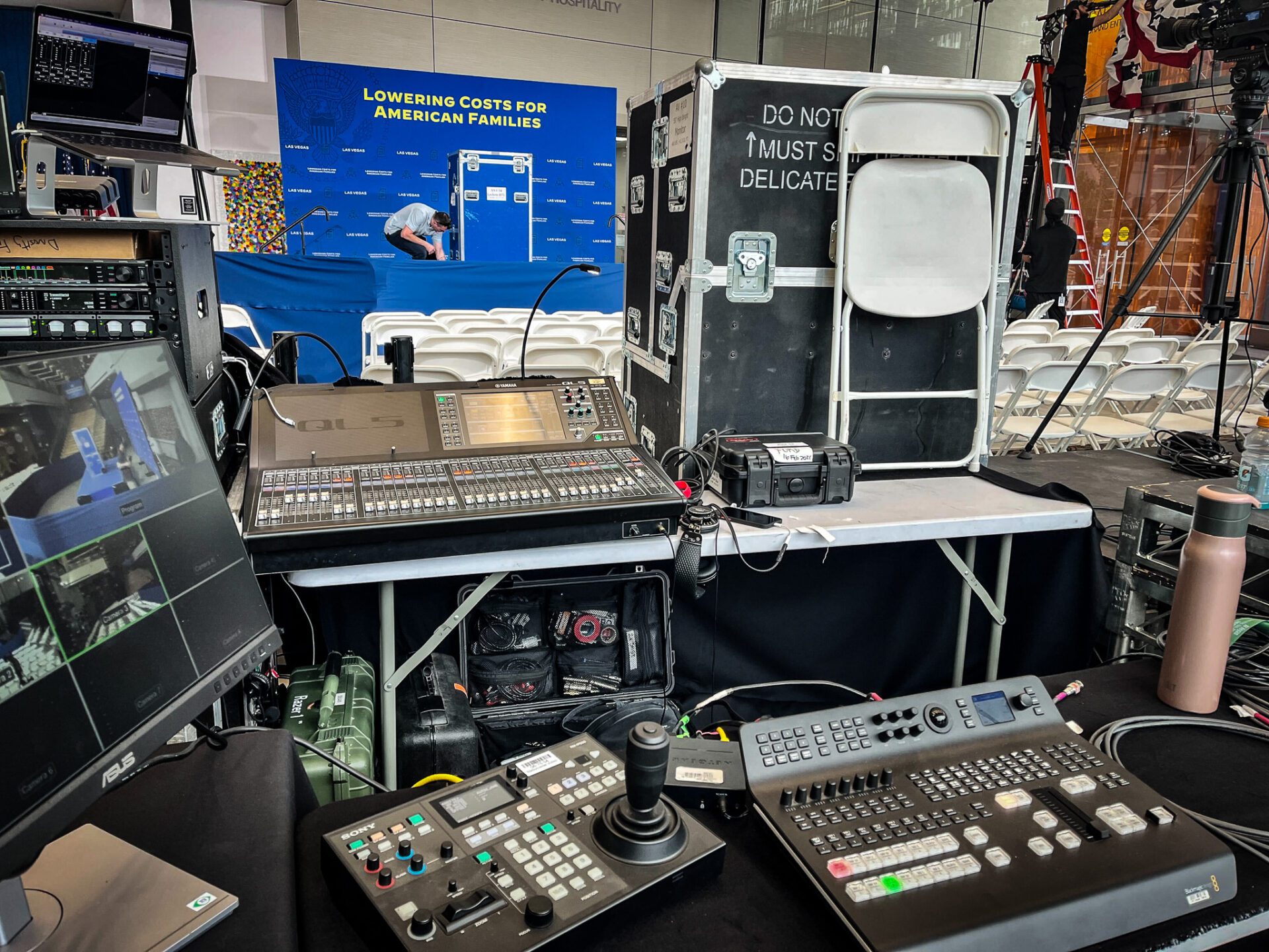 Video Control Table at a Press Conference